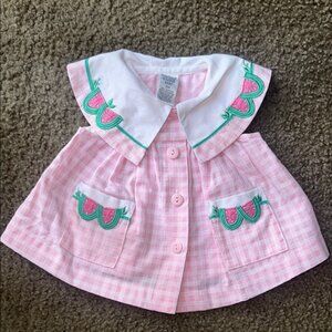 Pink and White Gingham Blouse with watermelons